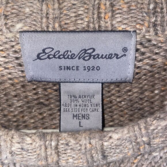 Eddie Bauer Sweater Vintage Fair Isle Grandpa Wool Sweater Nordic Holiday Crew L - Picture 3 of 8